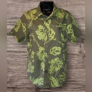Old Navy Big Boys Green Floral Hawaiian Style Button Down Shirt Sz XL Excellent!